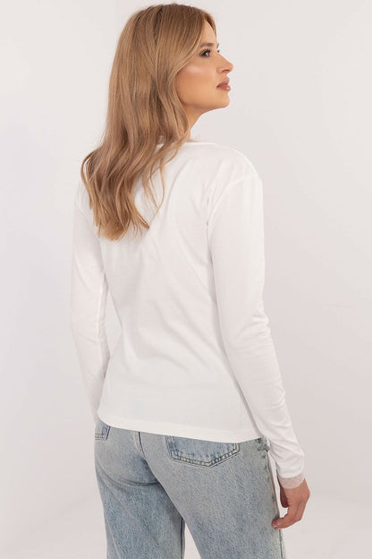 Sophisticated women's blouse featuring classic round neckline and long sleeves, crafted by Factory Price.