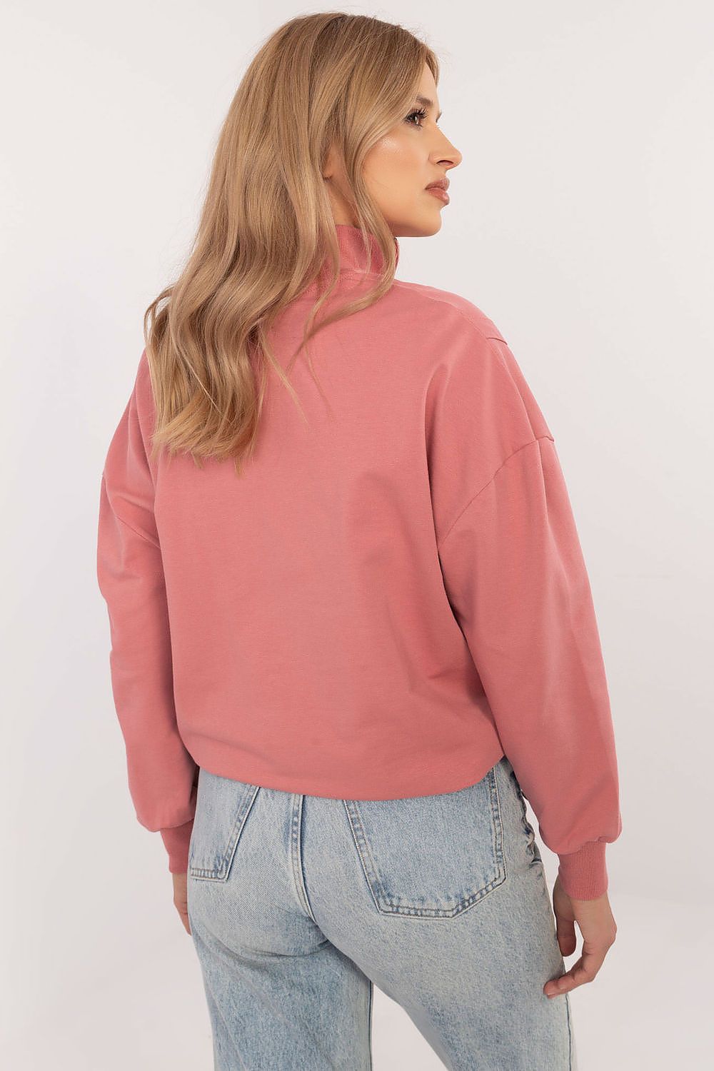 Stylish and comfortable zippered women's sweatshirt by Factory Price, available in various sizes, perfect for casual occasions.