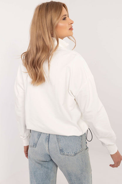 Luxurious Women's Casual Zippered Sweatshirt in a sophisticated cotton blend, presented by Factory Price, showcasing comfort and style from sizes S to XL.