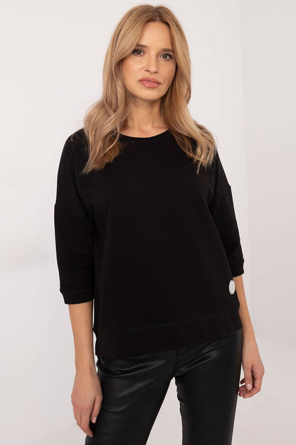Elegant universal blouse with 3/4 sleeves made from soft cotton and spandex by Factory Price, ideal for casual chic styling.