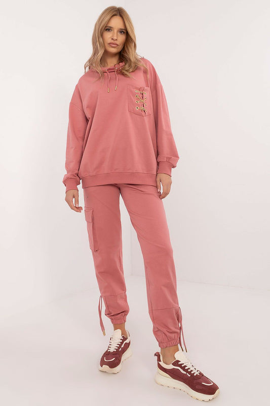 Luxury Women's Stylish Tracksuit Set by Factory Price, featuring a chic cotton blend sweatshirt and high-waisted pants, perfect for comfort and elegance in everyday wear.