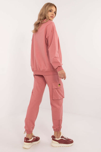 Elegant women's tracksuit ensemble from Factory Price, showcasing a comfortable sweatshirt and matching high-waisted trousers, ideal for a stylish and versatile look.