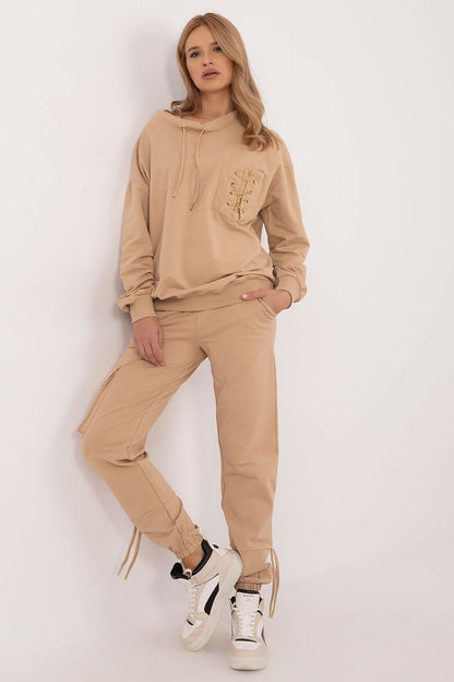 Fashion-forward women's tracksuit set by Factory Price, made from a breathable cotton-elastane blend, perfect for active days with a touch of luxury.