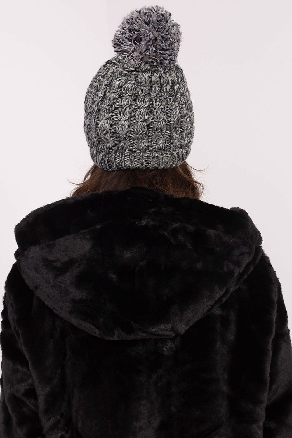Luxury Women's beanie hat by AT featuring a stylish pom-pom and zircon accents, perfect for winter elegance.