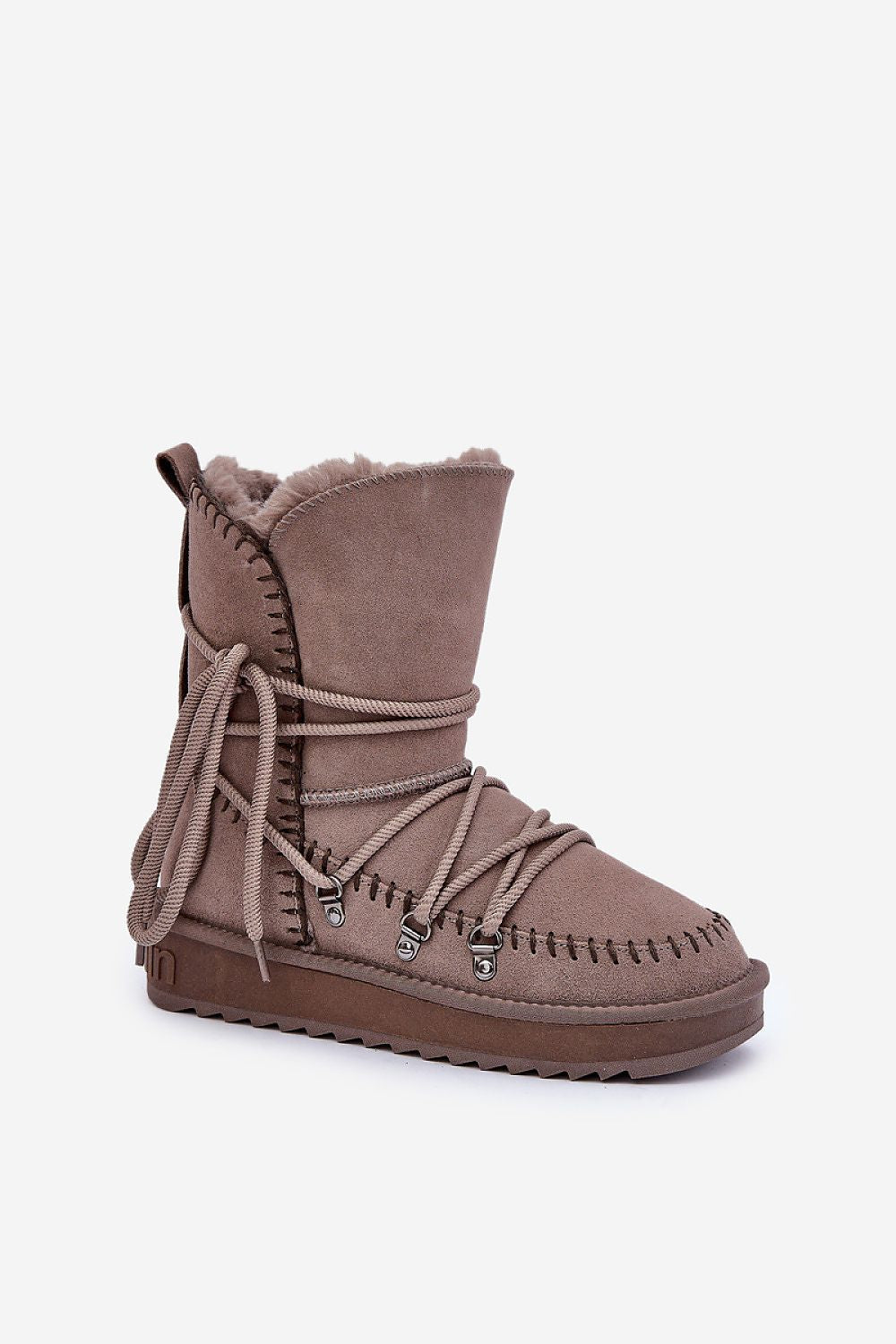 Luxury women's insulated snow boots by Step in Style, featuring a stylish asymmetrical design in premium suede and fur for ultimate winter comfort.