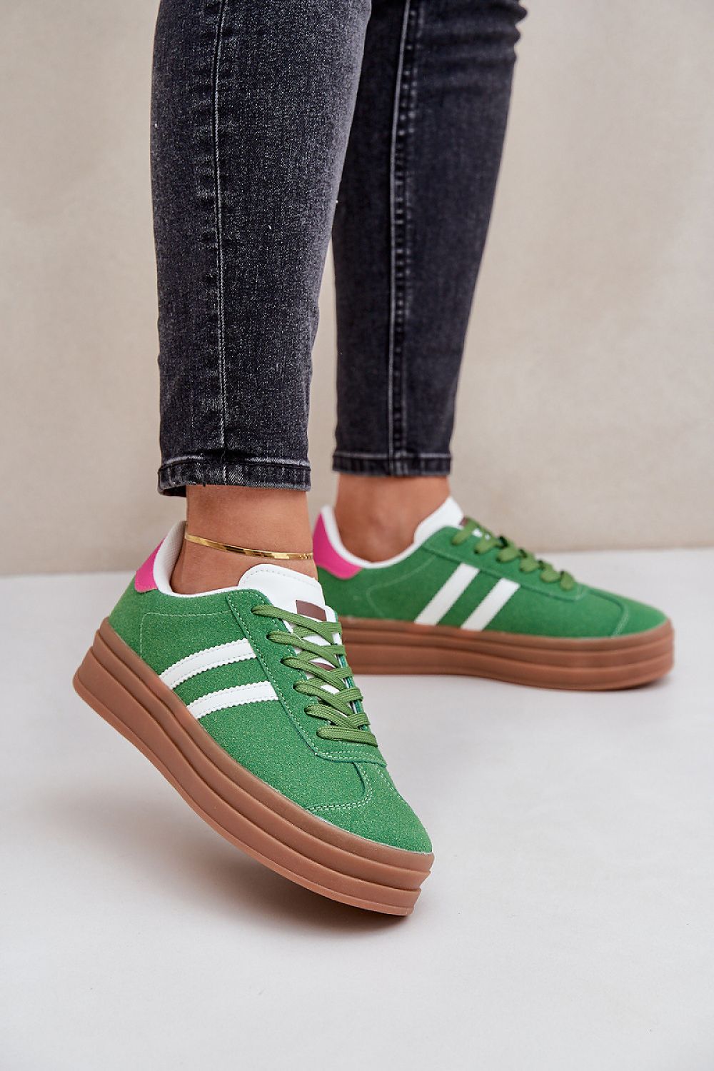 Luxury women's platform sneakers in imitation leather suede by Step in Style, showcasing a sleek design with a 7.5 cm upper height and 3.5 cm platform height for optimal comfort.