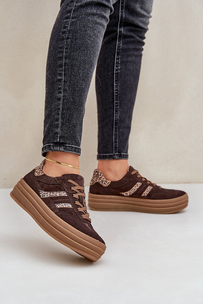 Luxury women's suede sneakers by Step in Style featuring a 4 cm comfortable platform and classic rounded toes, perfect for stylish everyday wear.