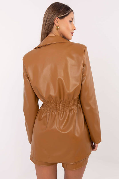 Luxurious eco-leather women's jacket by Italy Moda showcasing comfort lining and a flattering silhouette, ideal for versatile styling occasions.