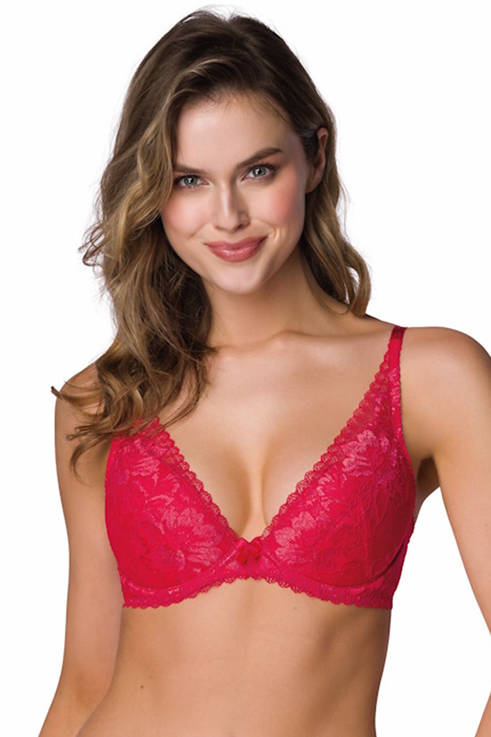 Elegant Hannah Luxury Lace Push-Up Bra by Mat featuring shimmering lace, adjustable straps, and a jeweled design for a sophisticated aesthetic.