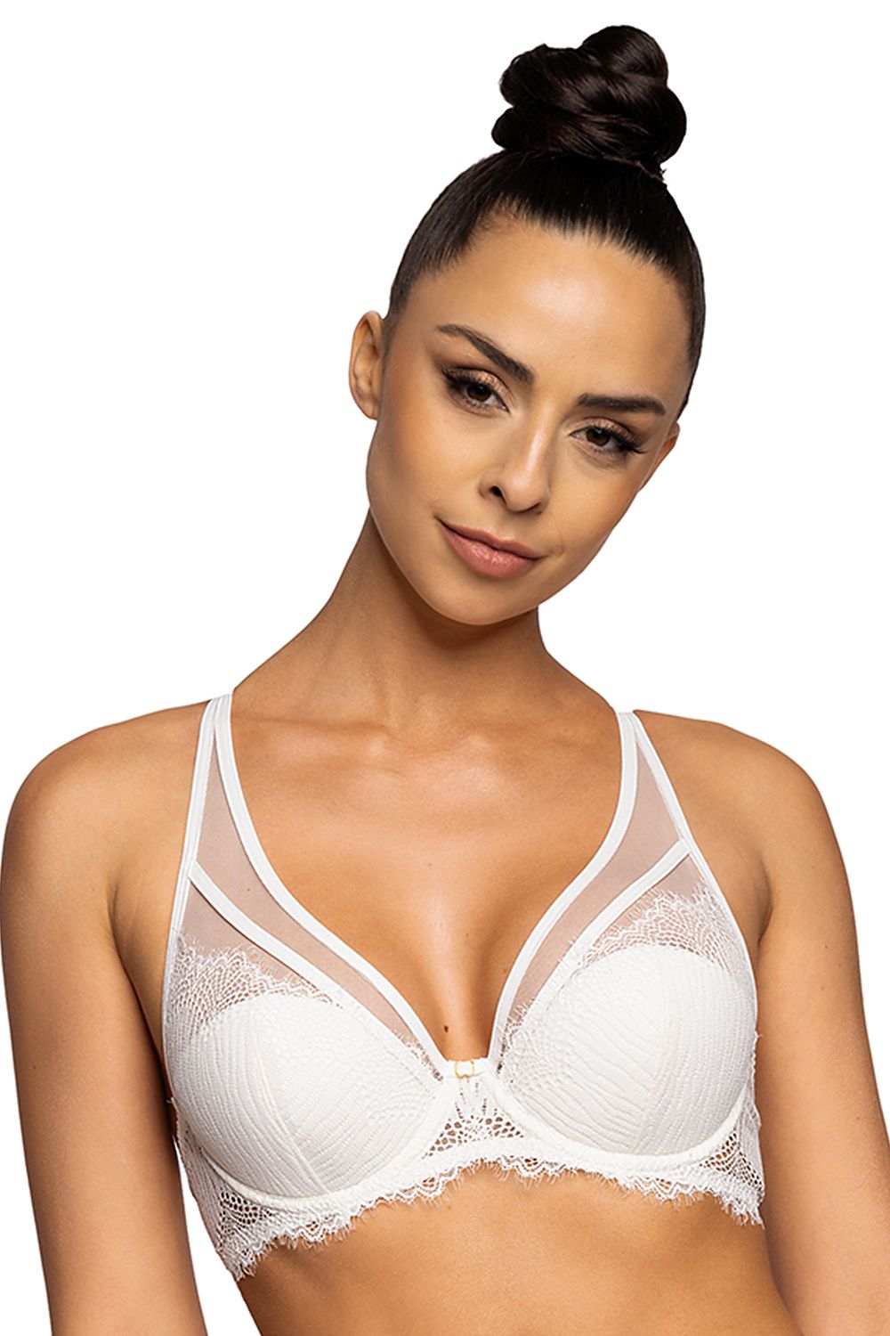 Luxury Liza Lace Push-Up Bra by Mat, featuring delicate lace accents and adjustable straps, available in sizes EU 65B to 90C for an elegant fit.