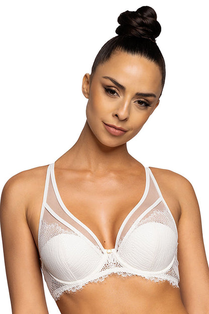 Luxury Liza Lace Push-Up Bra by Mat, featuring delicate lace accents and adjustable straps, available in sizes EU 65B to 90C for an elegant fit.