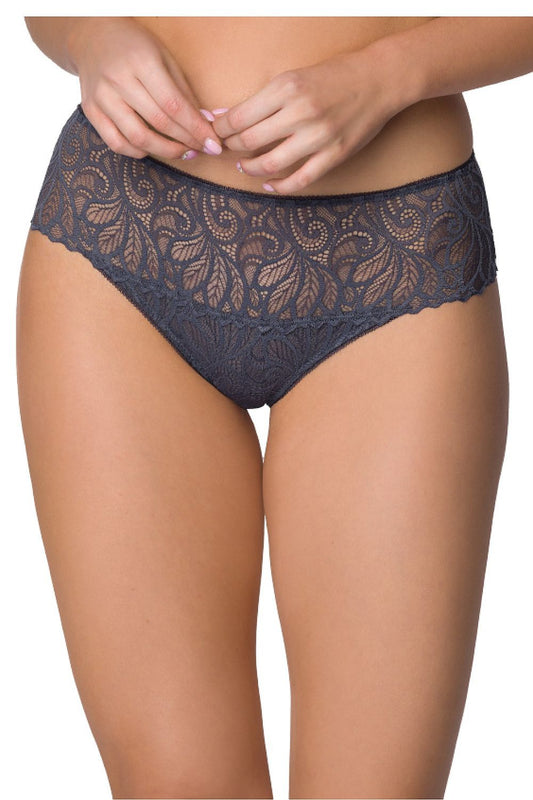Luxury grey Nerine lace panties for women by Mat, featuring an elegant floral design, ideal for comfort and style.