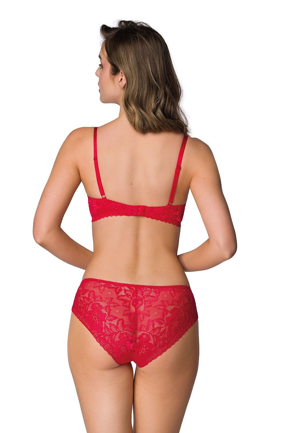 Side view of Luxury Lace Hannah Panties by Mat highlighting the intricate lace pattern and cotton tricot knit insert, designed for women who appreciate luxury and comfort in their underwear.