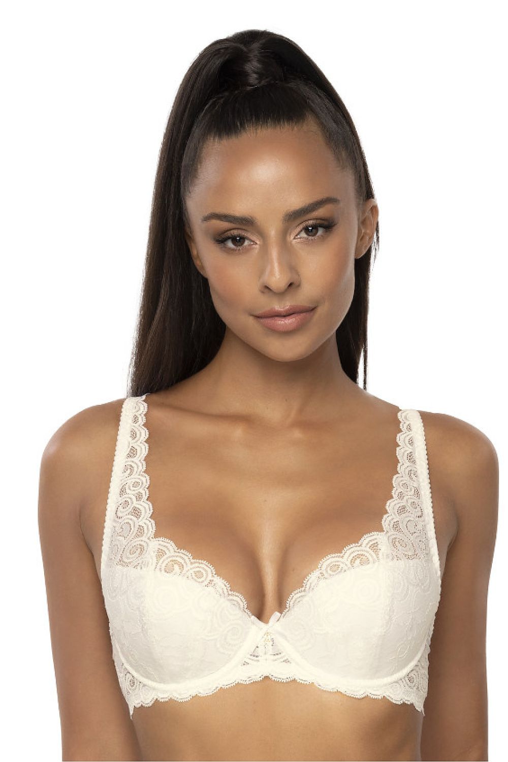 Sophisticated lifestyle shot of the Mat Natalie Big lace padded bra, demonstrating its beautiful silhouette and flattering design, perfect for enhancing curves and confidence.