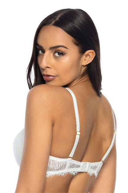 Chic Evie Milk Lace Push-Up Bra by Mat featuring a soft lace finish and exquisite fillet detailing, available in sizes EU 65B to 90C.