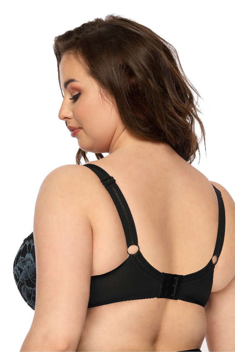 Elegant Angel Bra in Black & Navy Blue by Mat, featuring a lace and mesh design, available in sizes EU 65D to EU 95F, perfect for a luxurious lingerie collection.