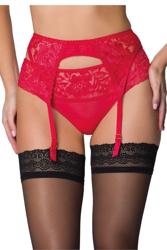 Elegant floral lace garter belt by Hannah showcasing charming bow details, perfect for luxury lingerie collections.