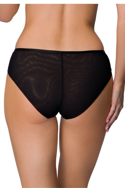 Esme Black Panties by Mat featuring delicate mesh inserts for a luxurious and feminine design, available in sizes EU 36-48.