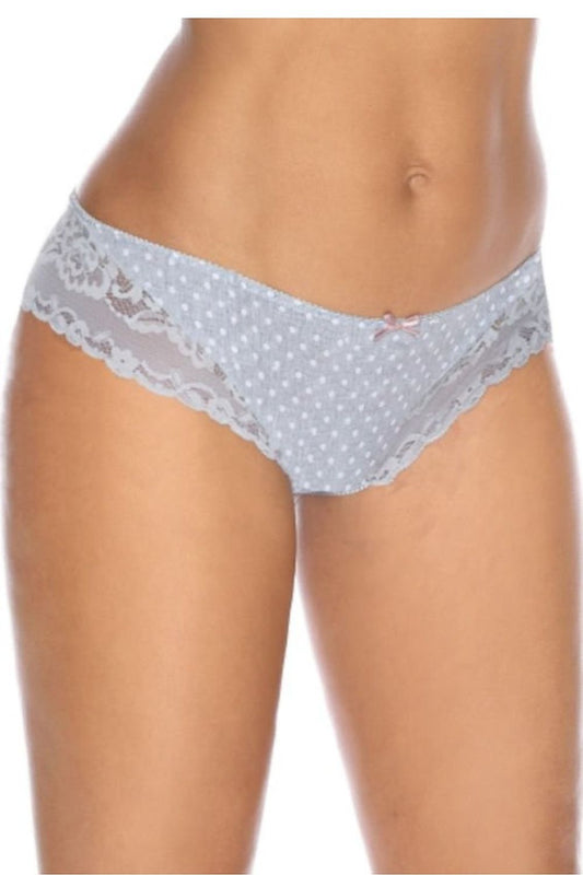 Vera Thong Lingerie by Mat, low-rise grey shorts with delicate lace detailing, showcasing elegance and femininity.