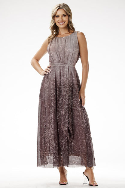 Elegant Ombre Sequin Knit Maxi Dress by awama, showcasing a beautiful ombre effect from light grey to deep blue, perfect for luxury celebrations.