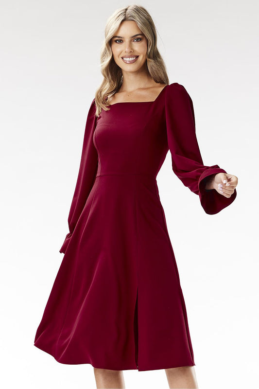 Elegant midi dress with a mock neckline by Awama, perfect for evening occasions, showcasing chic style and sophisticated design in EU S-XL and US S-XL sizes.