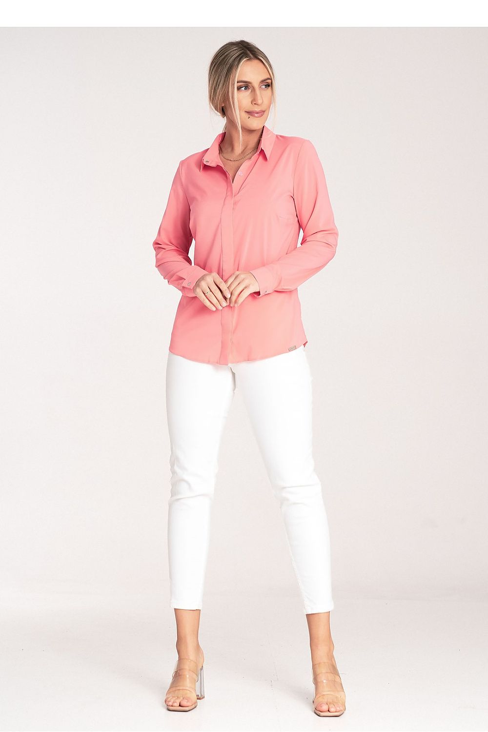 Luxury Figl women's shirt detail showcasing the stylish snaps and quality fabric, emphasizing sophisticated style.