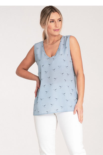 Stylish Figl Women's blouse in various sizes, exemplifying chic fashion with a rounded heart neckline.