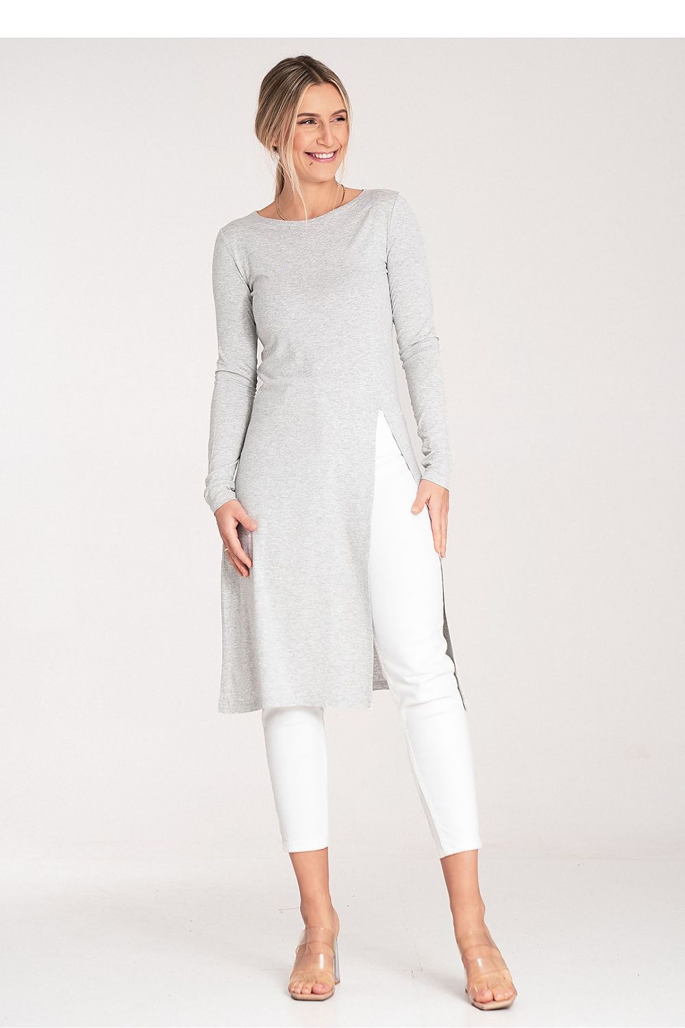 Refined Figl tunic dress highlighted by a flattering side slit, designed for a fashionable yet comfortable silhouette.