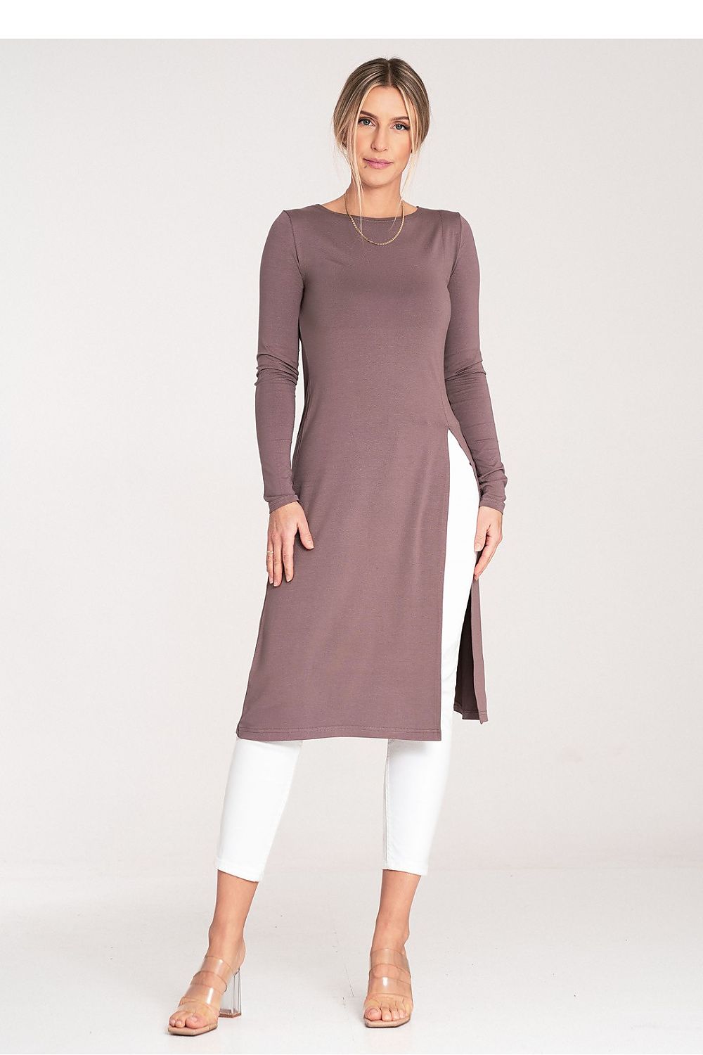 Luxury Figl long sleeve tunic dress, available in multiple sizes, ideal for both casual and formal occasions.