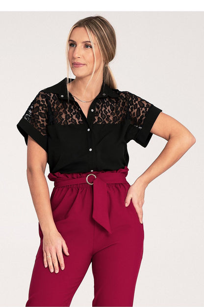 Stylish Figl see-through shirt with an extended cut, perfect for upscale casual wear.