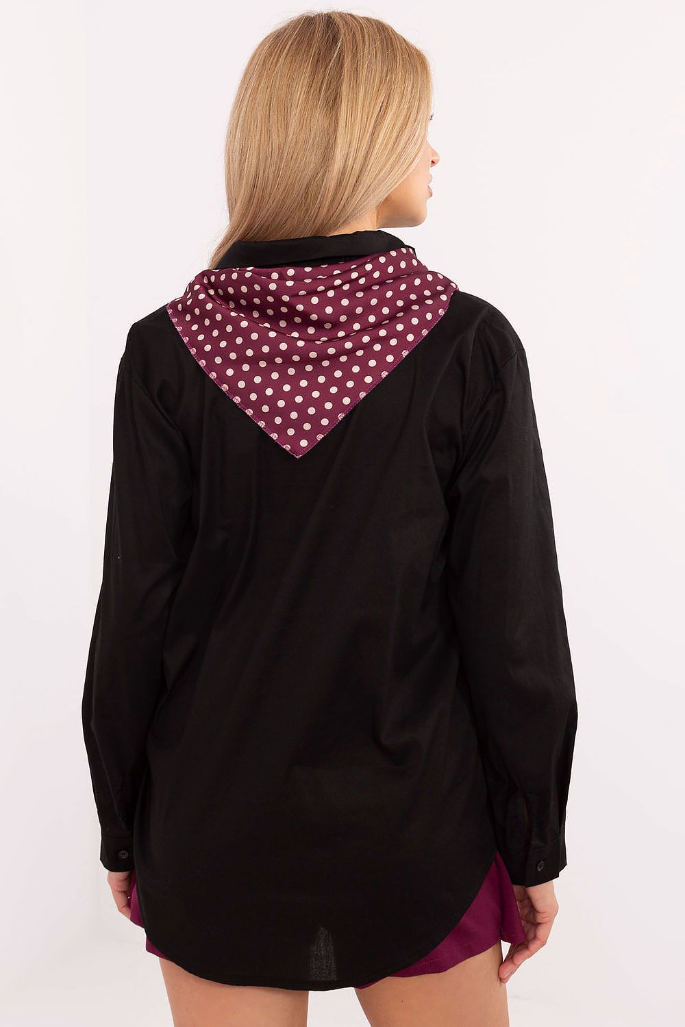 Elegant Women's Long Sleeve Shirt by Italy Moda, highlighting the smooth texture and minimalist chic, perfect for various styling options.