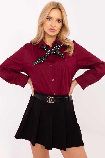 Luxurious women's long sleeve shirt by Italy Moda featuring an elegant design with a classic collar and removable scarf for versatile styling.