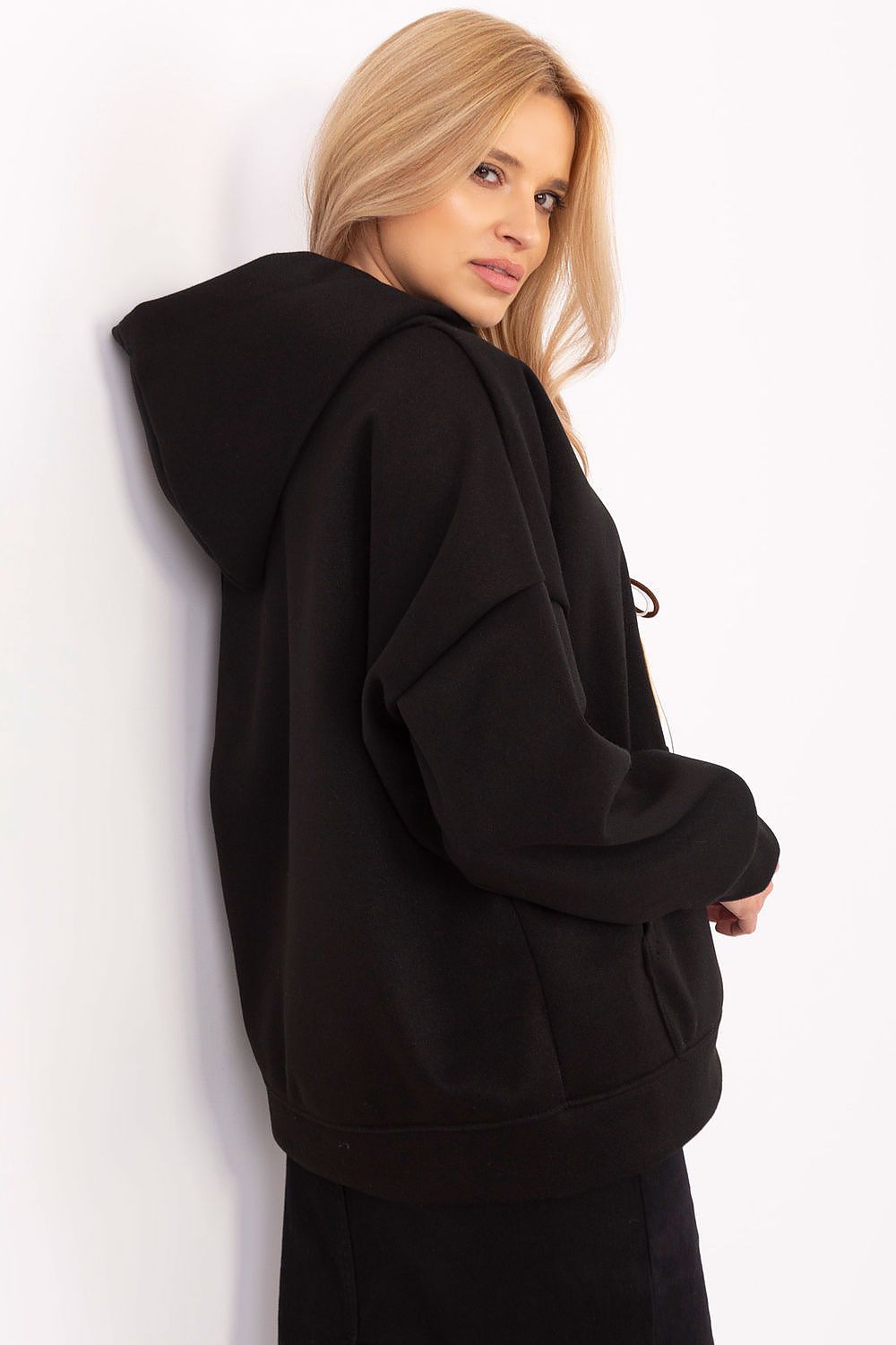 Luxury Women's Casual Sweatshirt with Hood & Teddy Bear Patches by Italy Moda, showcasing soft polyester fabric and a unique teddy bear patch design.