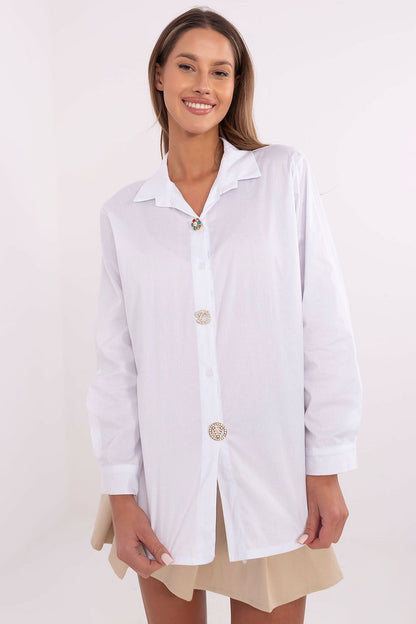 Italy Moda women's long sleeve shirt in EU size 0, showcasing high-quality cotton blend fabric for comfort and style.