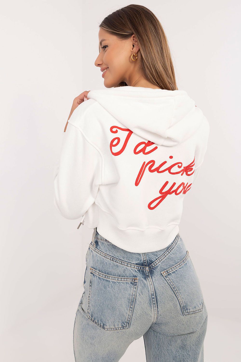 Women's luxury casual zip-up sweatshirt with pockets in elegant design by Factory Price, showcasing modern prints and cozy cotton-polyester blend.