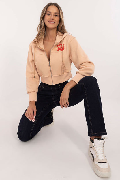 Chic women's zip-up sweatshirt with a modern design by Factory Price, combining functionality and style with convenient slip pockets.