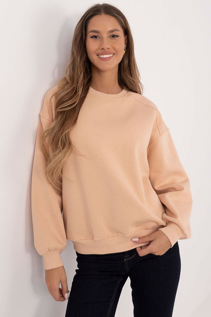 Luxurious long sleeve women's casual sweatshirt by Factory Price featuring a versatile round neckline and simplistic design.