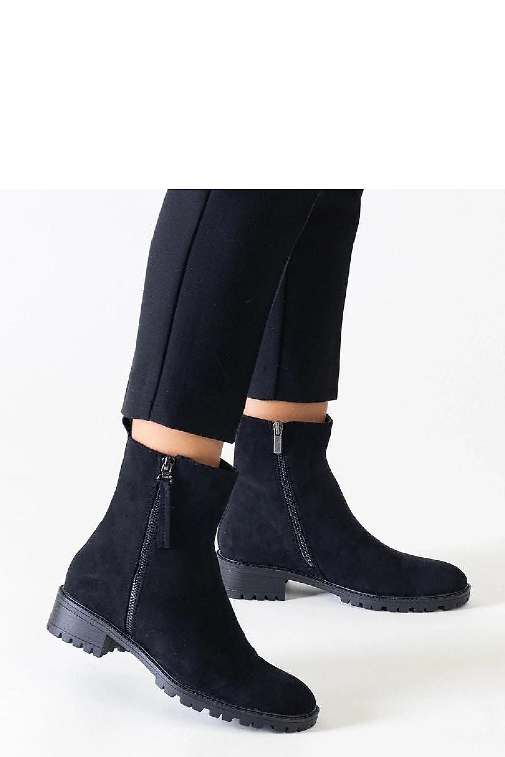 Solea luxury black eco-suede high platform boots elegantly displayed, featuring a rounded toe and zipper closure, perfect for autumn and winter fashion.