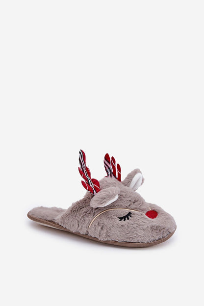 Elegant holiday slippers by Step in style with a cozy reindeer fur design, perfect for gifting or enhancing your winter wardrobe.