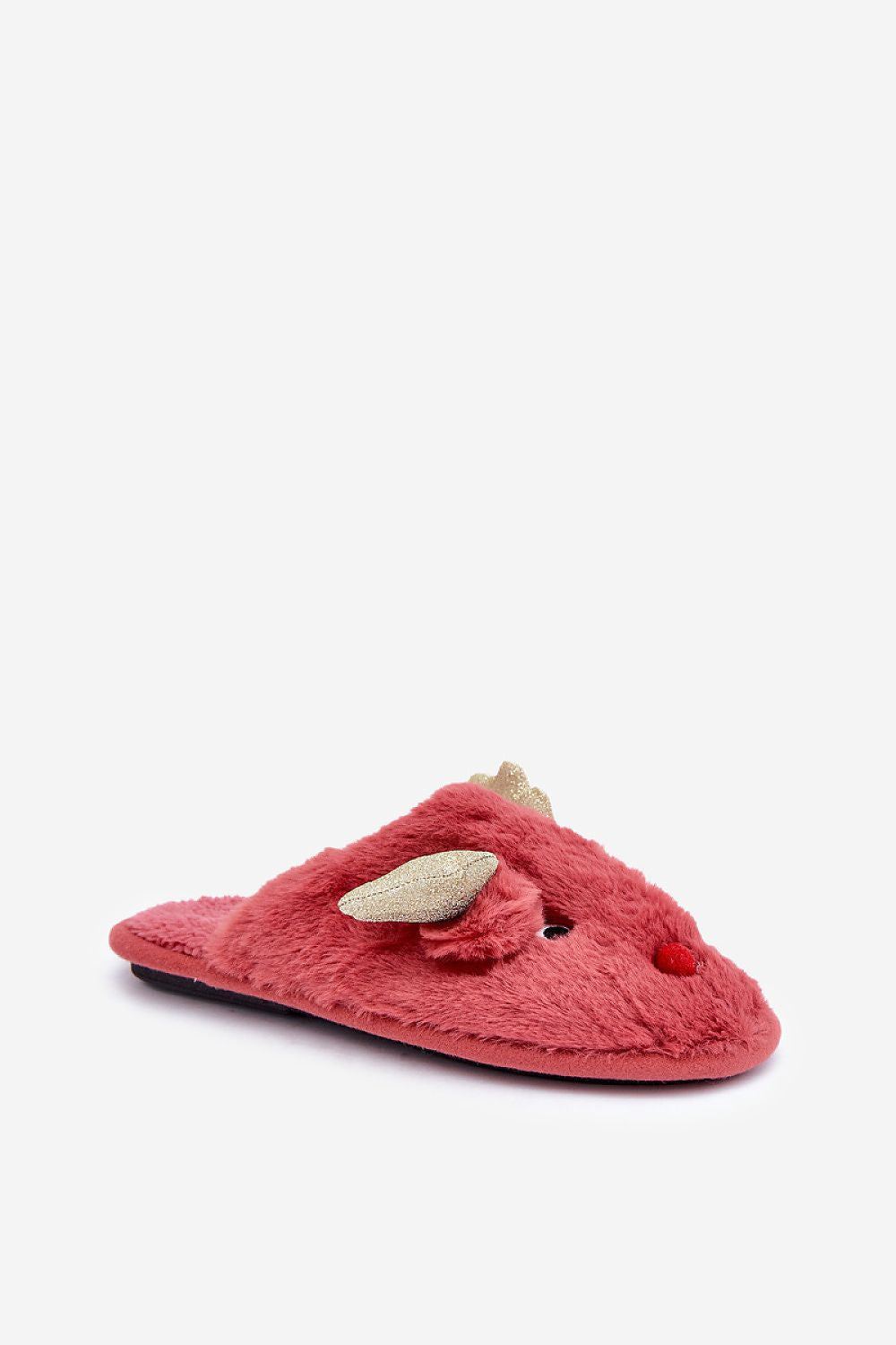 Sophisticated reindeer motif fur slippers for women by Step in Style, combining elegance and warmth for luxurious winter footwear.