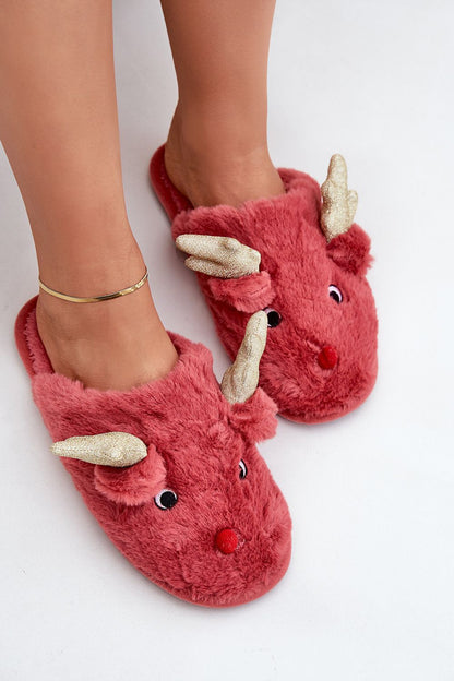 Charming and comfortable women's fur slippers with a reindeer design, brought to you by Step in Style for an exquisite winter experience.