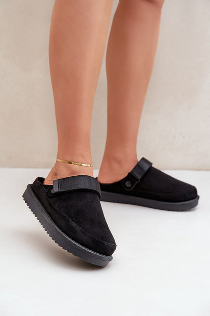 Stylish and comfy eco suede Women's platform slippers with Velcro closure, crafted by Step in Style, ideal for cold weather.