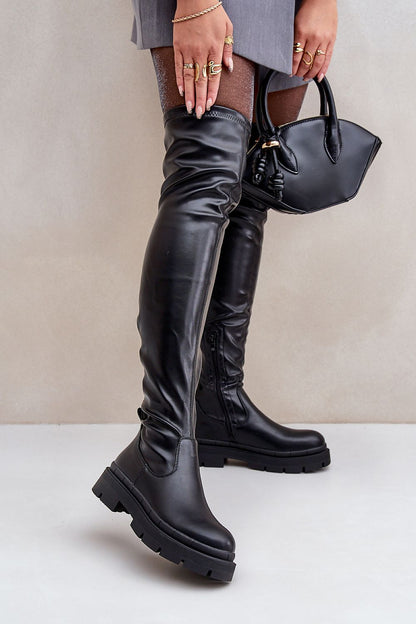 Luxury Eco Leather Knee-High Heel Boots for Women in elegant black, designed for stylish comfort by Step in Style.