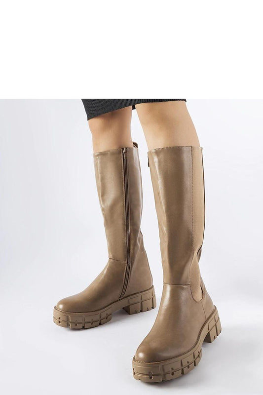 Elegant brown insulated flat thigh-high boots by Solea, crafted from eco leather for ultimate comfort and style.