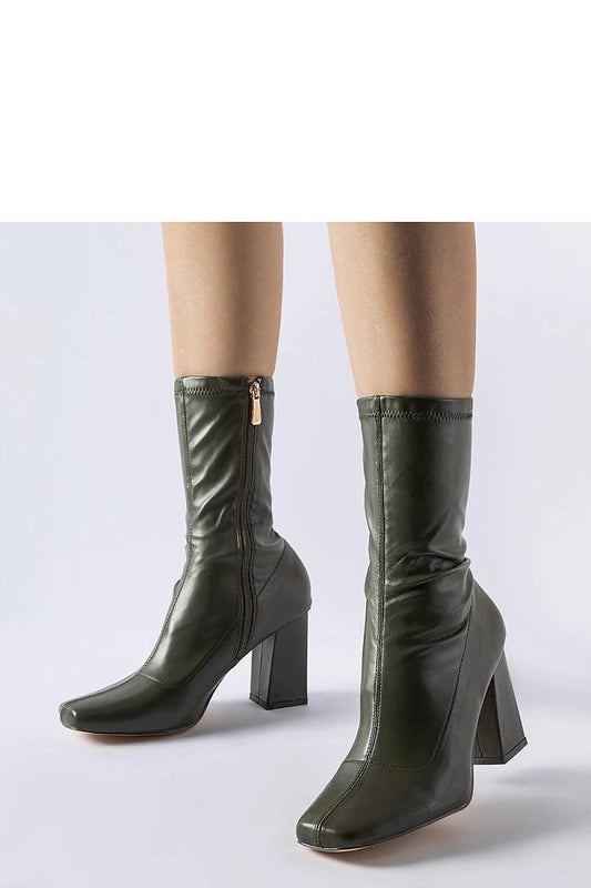 Elegant green Upland stiletto boots for women by Solea, crafted from organic leather with zipper detail, perfect for autumn-winter fashion.