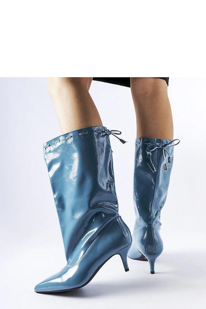 Chic blue Clinton low stiletto boots from Solea, designed for comfort and style in eco leather, suitable for cold weather.