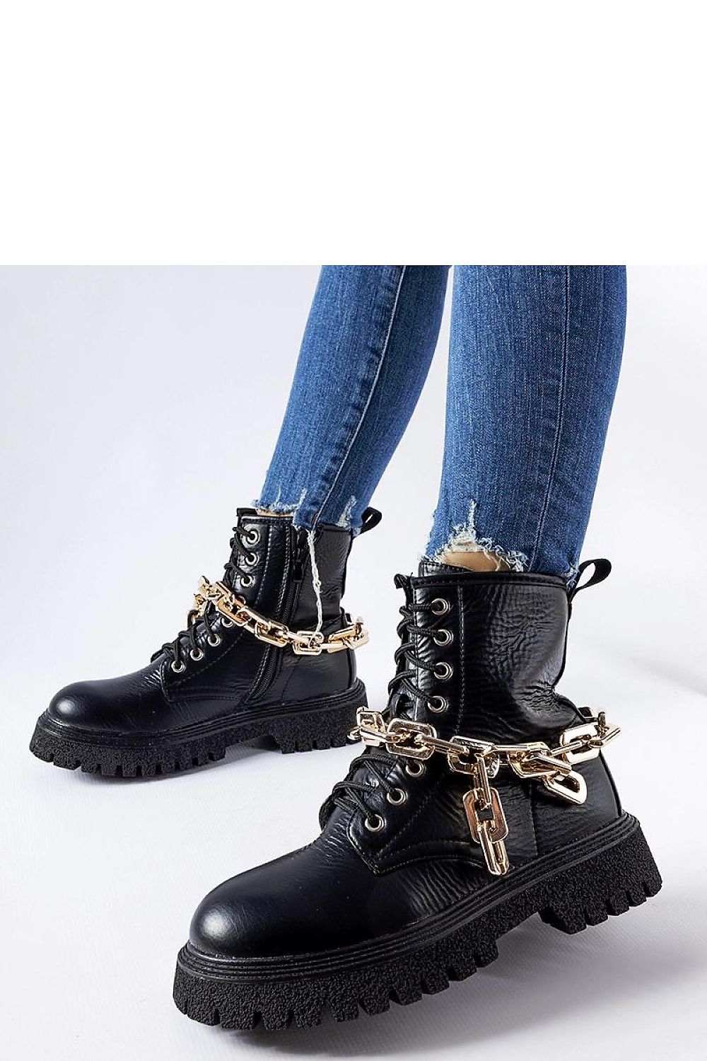 Solea Black Bowling Chain Trapper Shoes for women, showcasing stylish medium heel design with intricate chain detail and insulated eco leather finish.