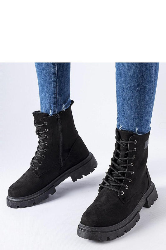 Elegant Solea Black Insulated Eco-Suede Mestervi Trapper Boots showcasing the zippered closure and lace-up design, ideal for winter wear.