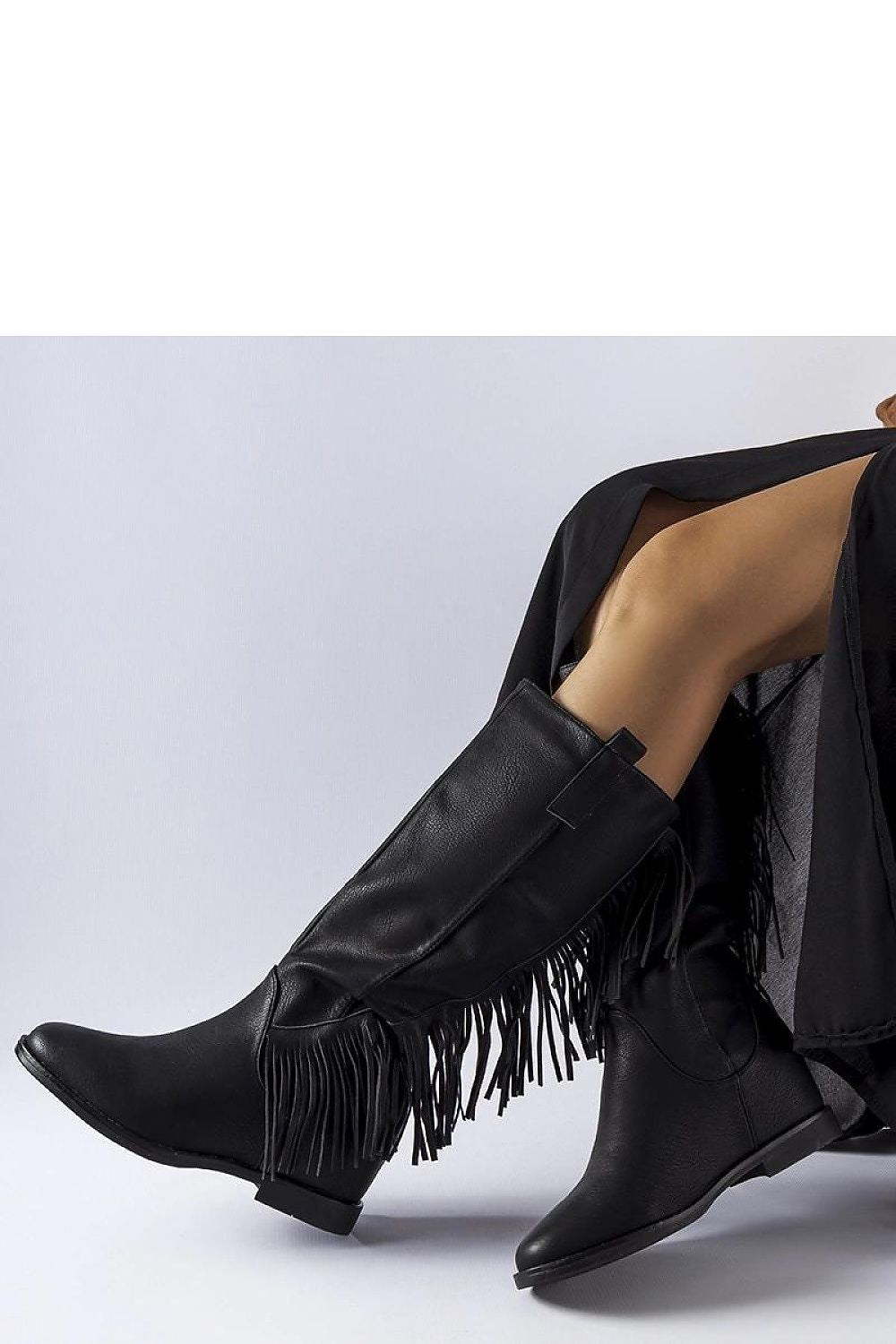 Close-up view of Solea Black Giorgia Buskin Boots, highlighting the almond-shaped toe and luxurious eco leather material.