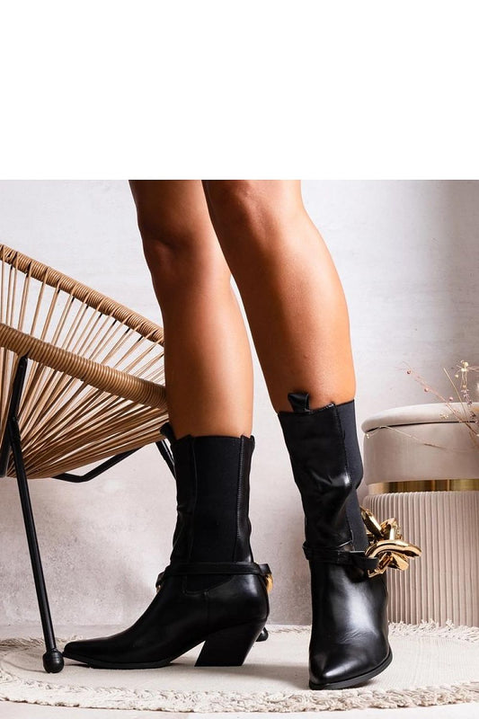 Stunning sole detail of Solea Black Nash Chained Cowboy Boots highlighting the stylish rubber sole and pointed toe.